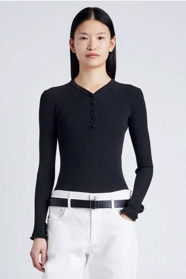 Isla Knit Henley, Black