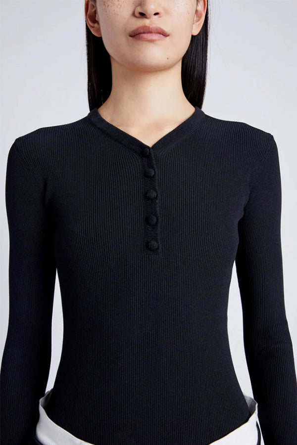 Isla Knit Henley, Black