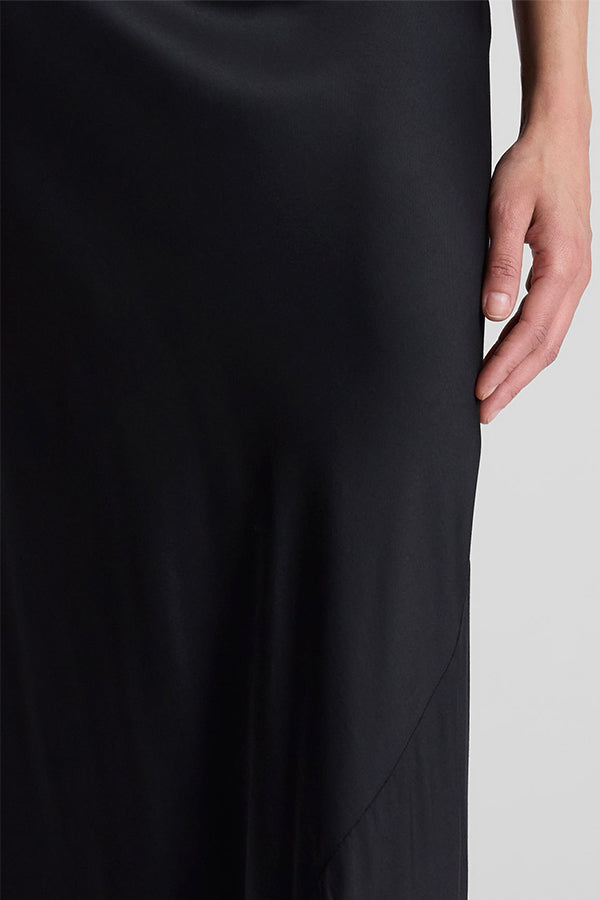 Greta Satin Maxi Skirt, Black