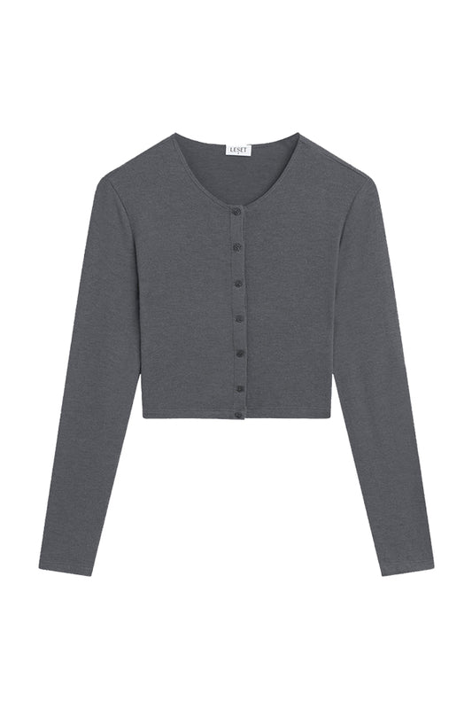 Lauren Cropped Cardigan, Charcoal