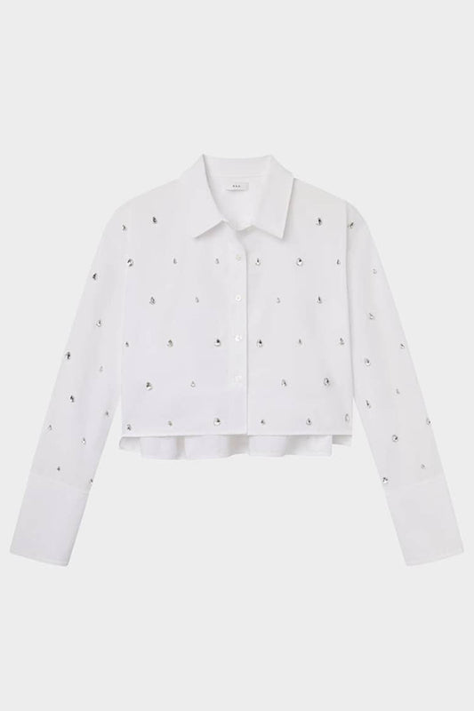 Mackie Embellished Cropped Cotton Shirt