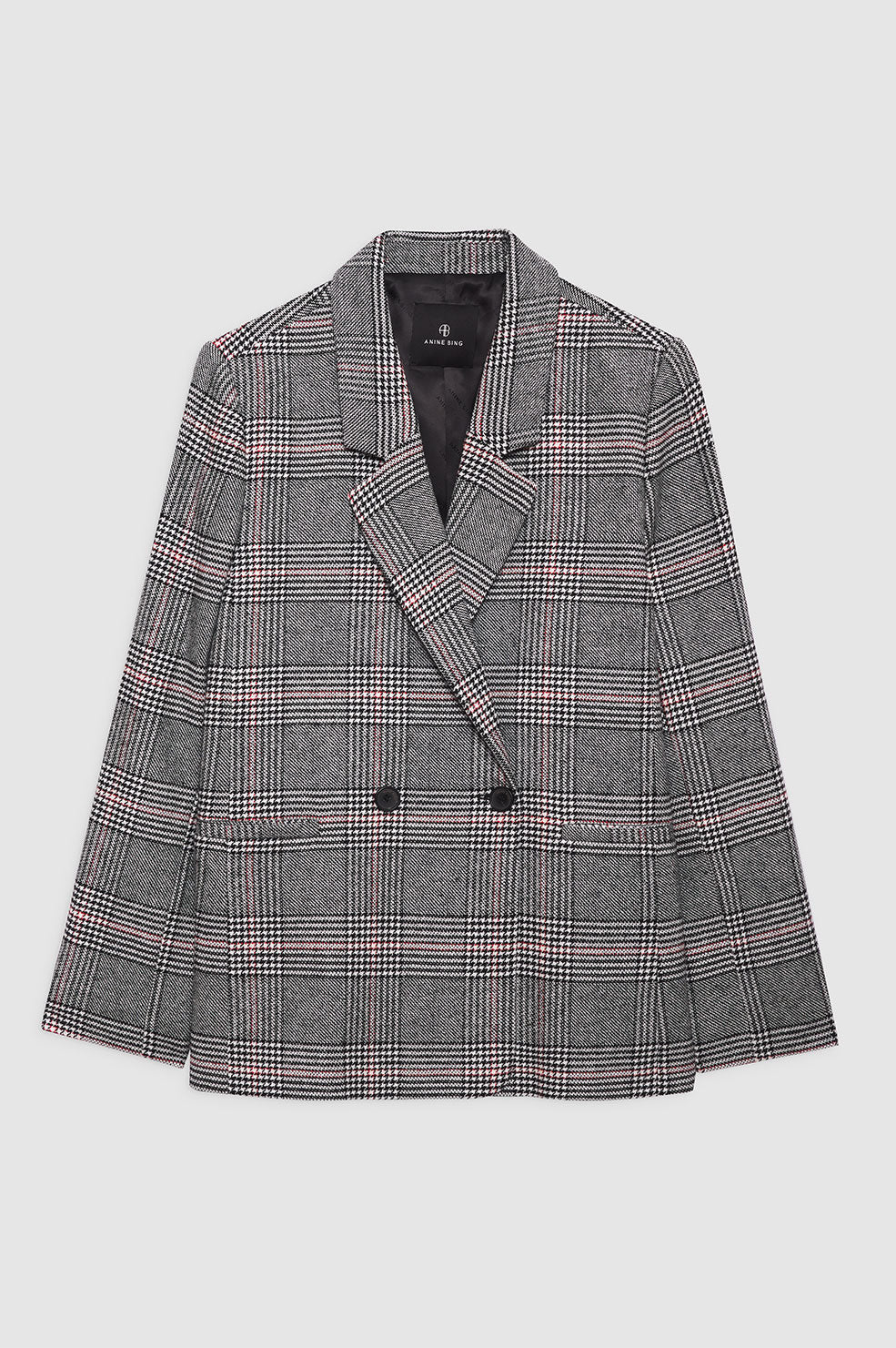 Madeleine Blazer, Grey & Red Plaid – HAVEN