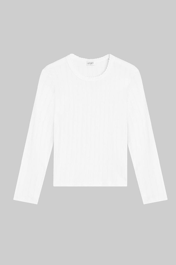 Pointelle Slim Fit Long Sleeve, White