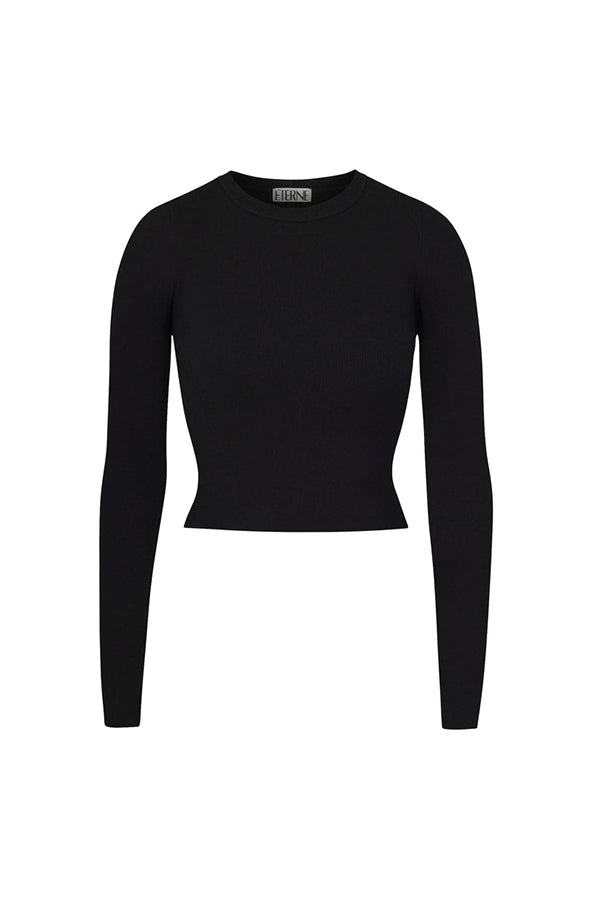 Cropped Long Sleeve Fitted Top, Black – HAVEN